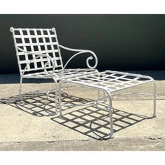 Vintage Brown Jordan Cast Aluminum “Florentine” Lounge Chair and Ottoman