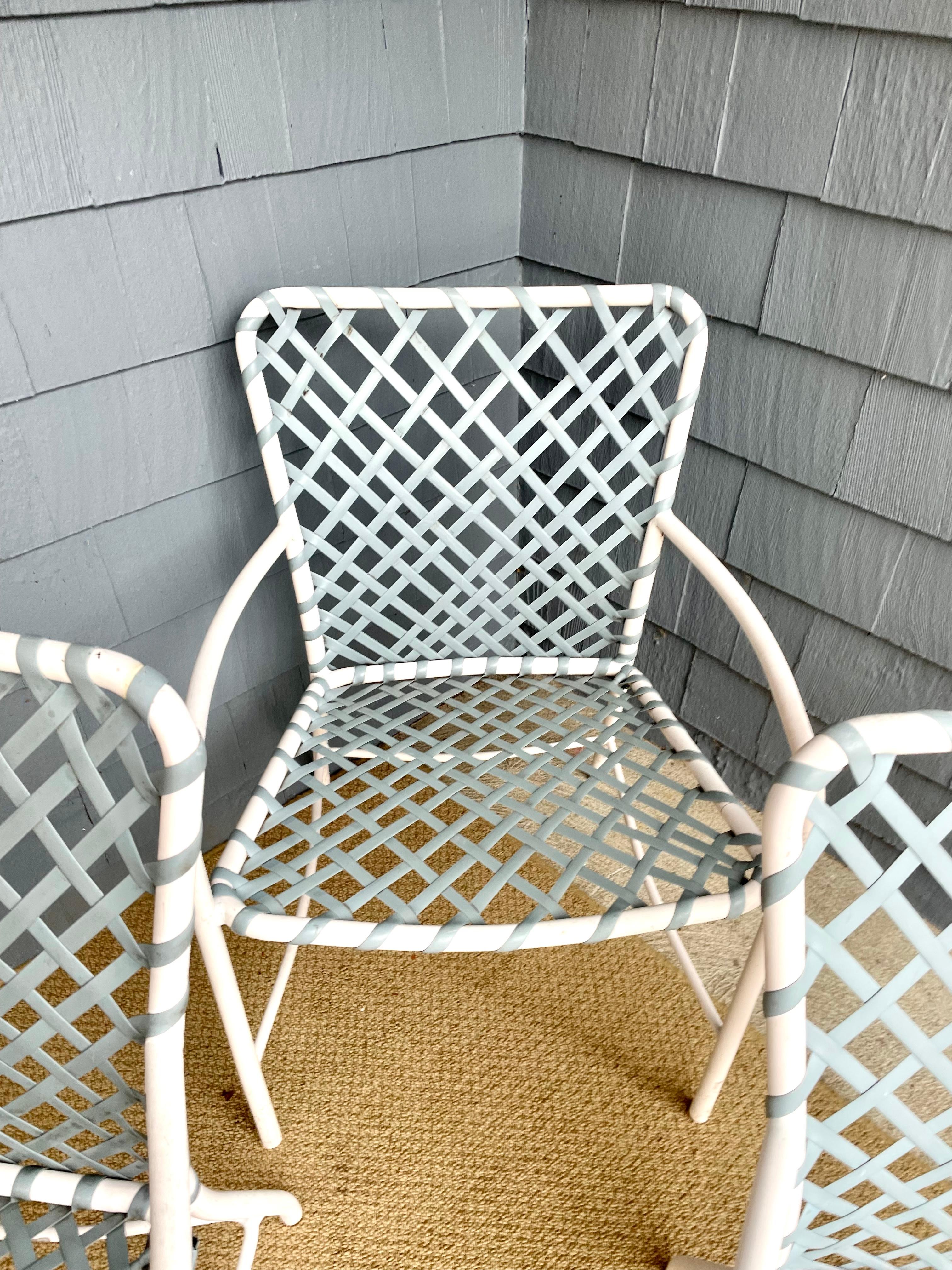 Available now and ready for your enjoyment is A Vintage Tropitone Brown Jordan Outdoor Patio Chairs With Strapping-Set of 4.

This set of Brown Jordan Outdoor Patio Chairs are perfect for pool side relaxation. Place separately or all together you’re