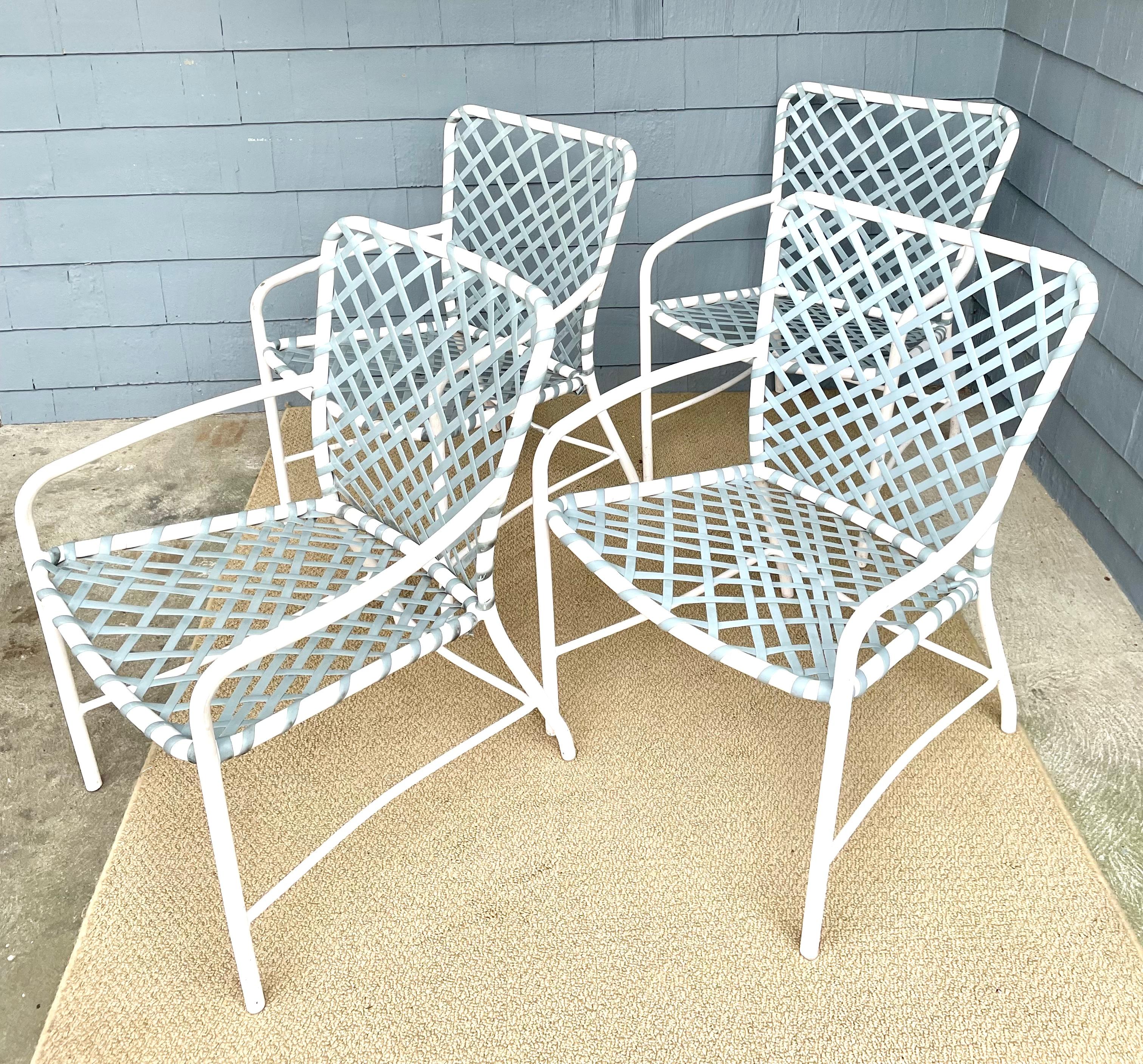 Vintage Brown Jordan Outdoor Patio Chairs Troptione Strapped  In Good Condition In Cumberland, RI