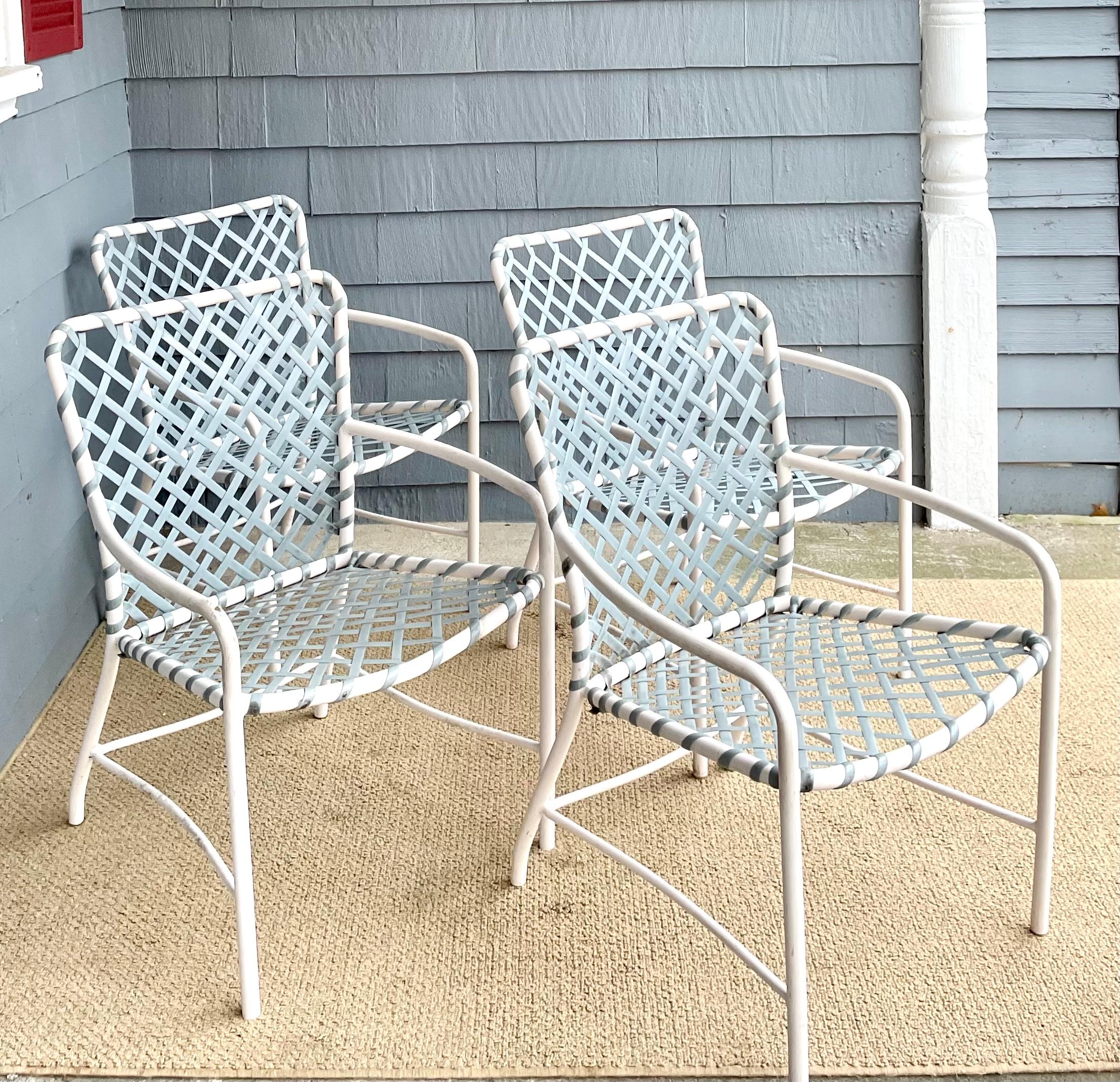 20th Century Vintage Brown Jordan Outdoor Patio Chairs Troptione Strapped 