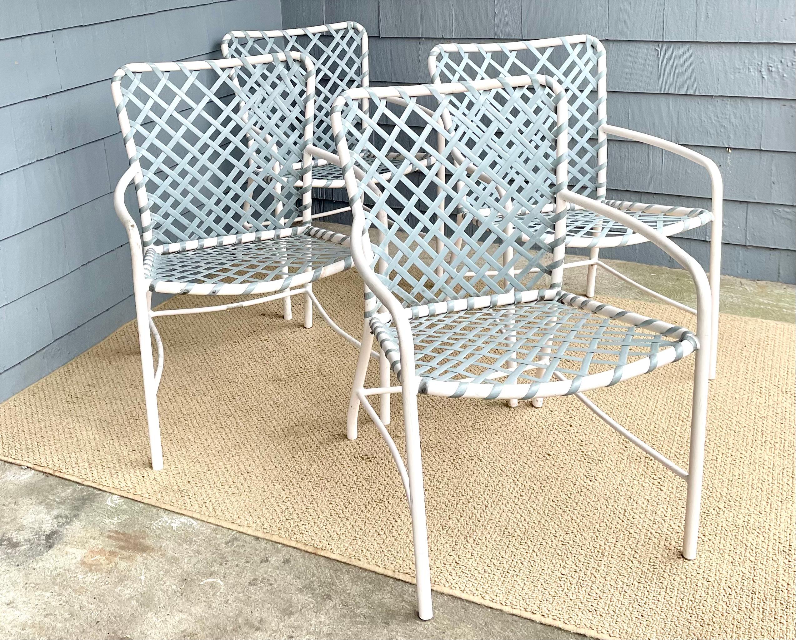 Plastic Vintage Brown Jordan Outdoor Patio Chairs Troptione Strapped 