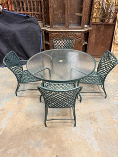 Vintage Brown Jordan Tamiami Dining Set Table & 4 Armchairs
