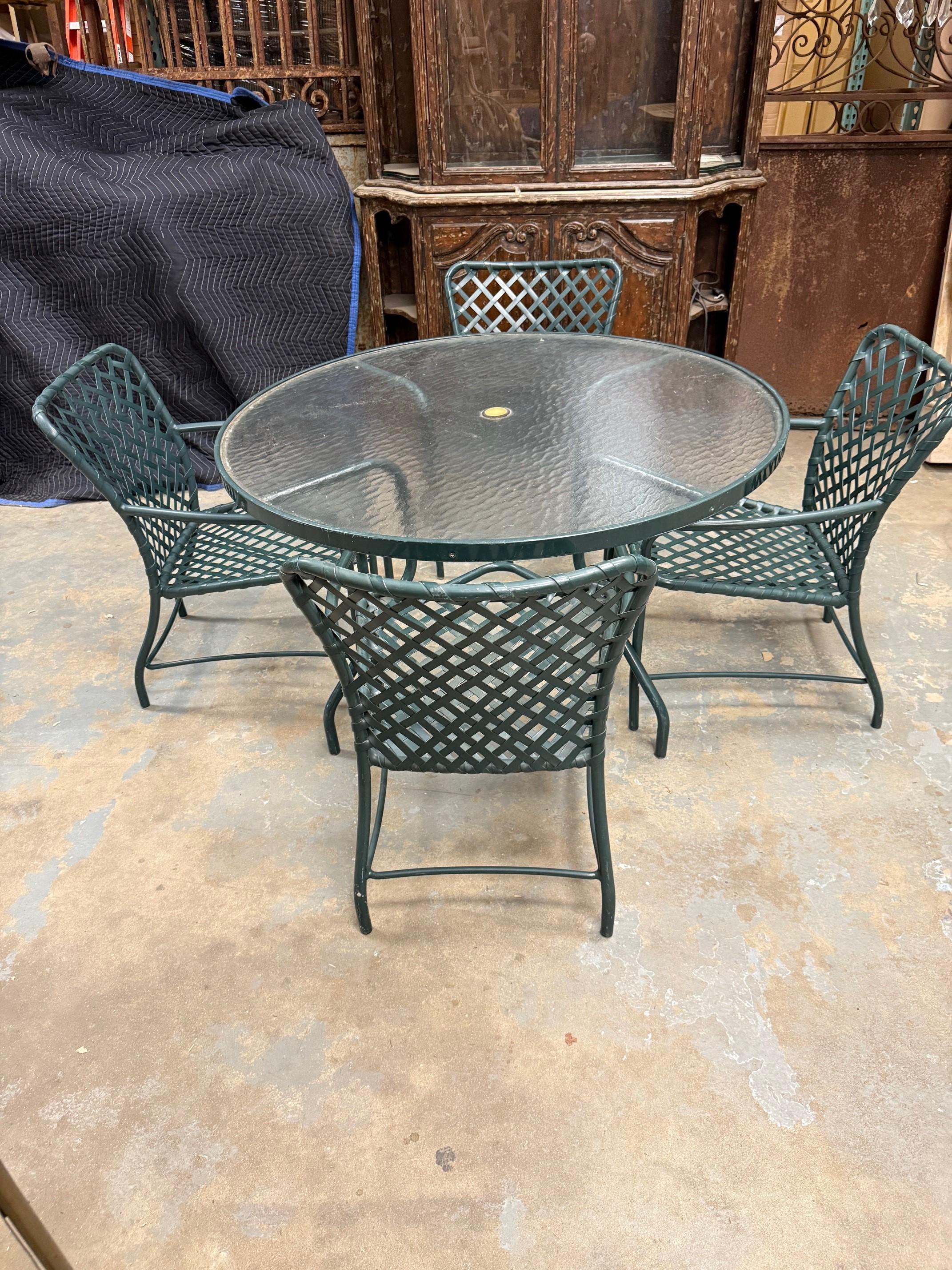American Vintage Brown Jordan Tamiami Dining Set Table & 4 Armchairs