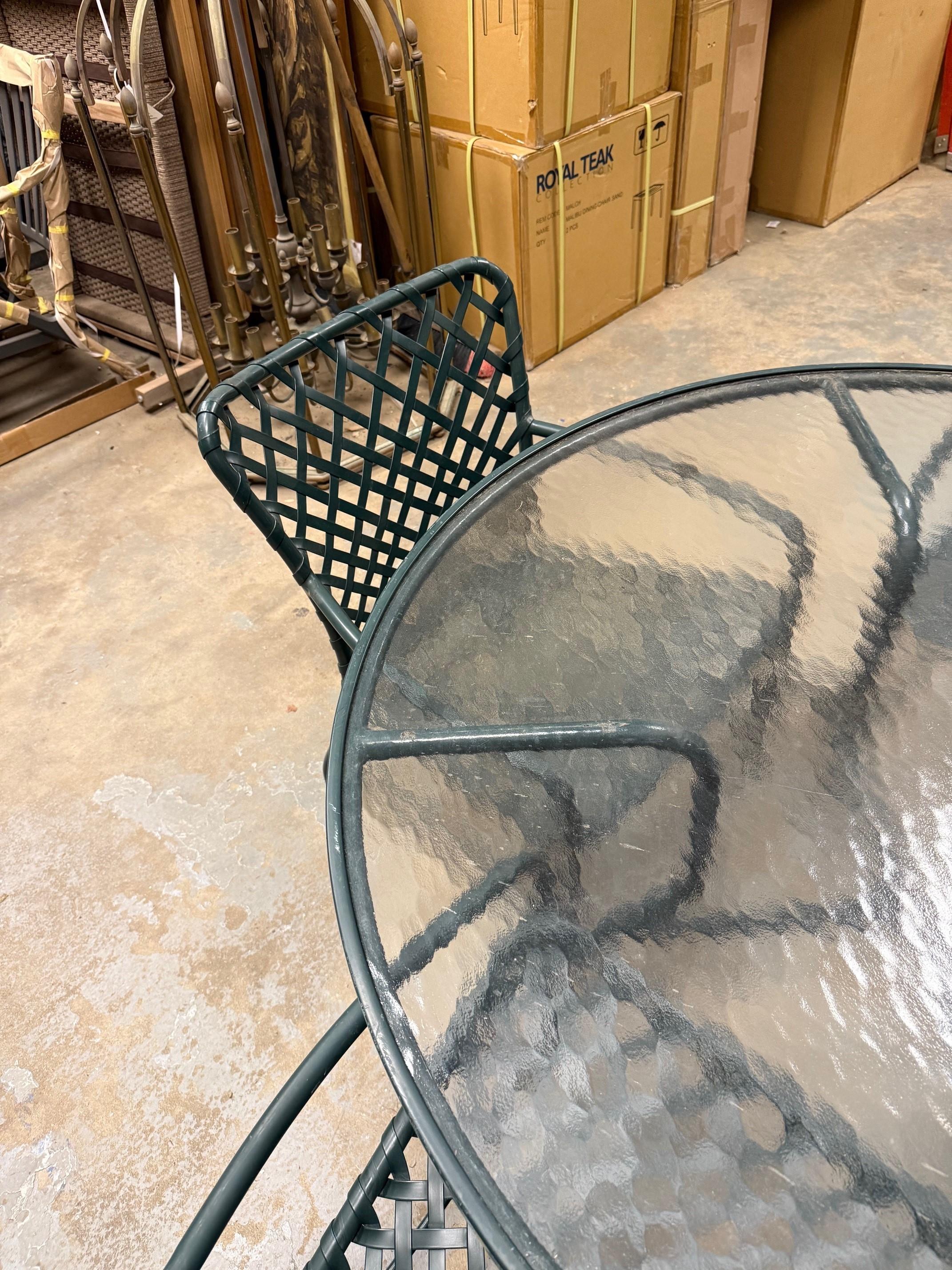 Aluminum Vintage Brown Jordan Tamiami Dining Set Table & 4 Armchairs