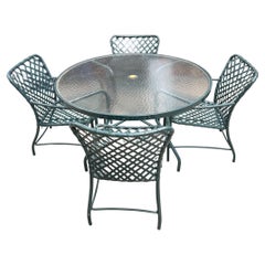 Vintage Brown Jordan Tamiami Dining Set Table & 4 Armchairs