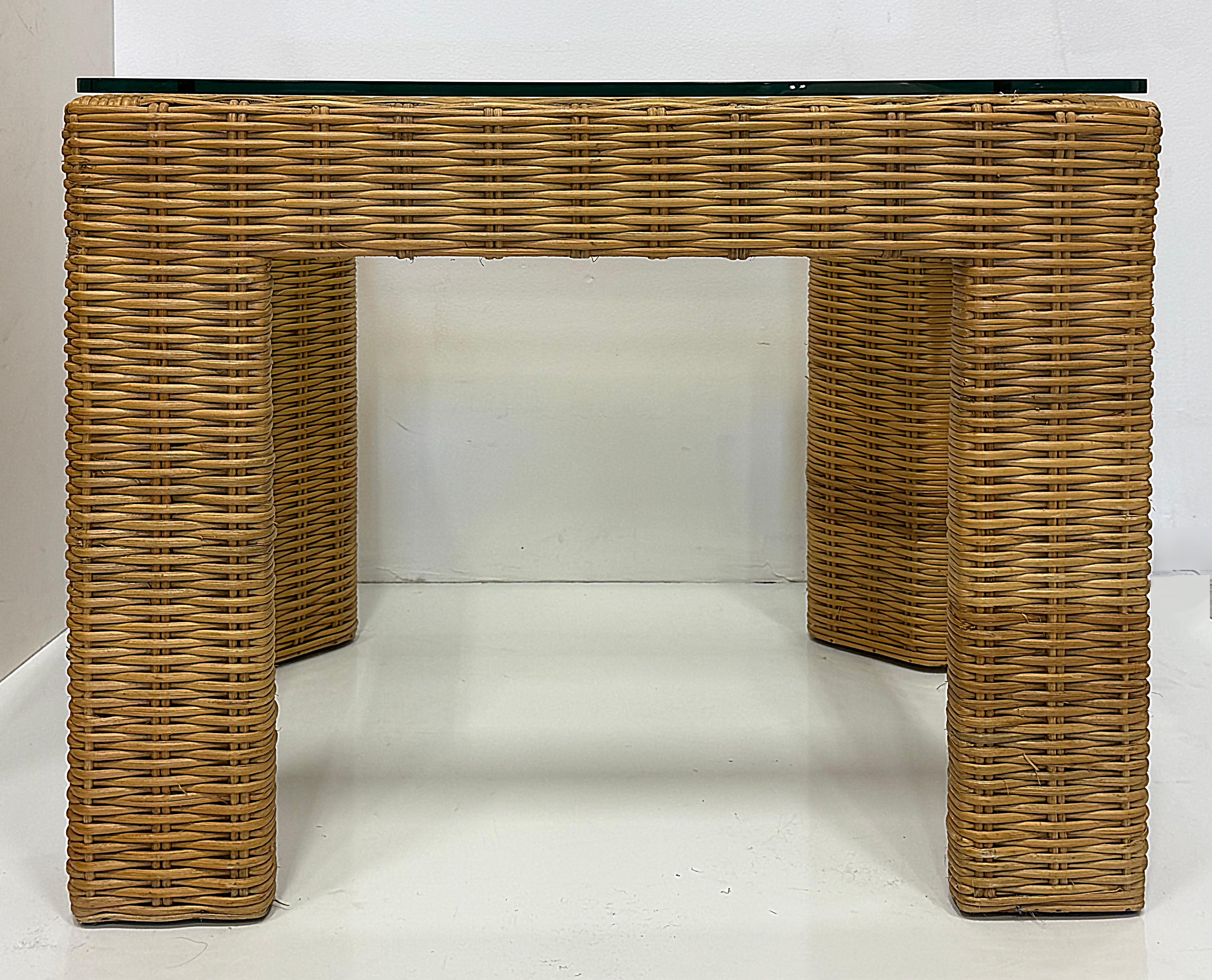 Vintage Brown Jordan Woven Cube Club Chairs Paar mit Kissen, markiert im Angebot 6