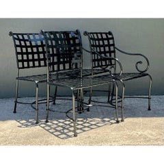 Vintage Brown Jordan Wrought Iron “Florentine” Dining Chairs - Set of 4