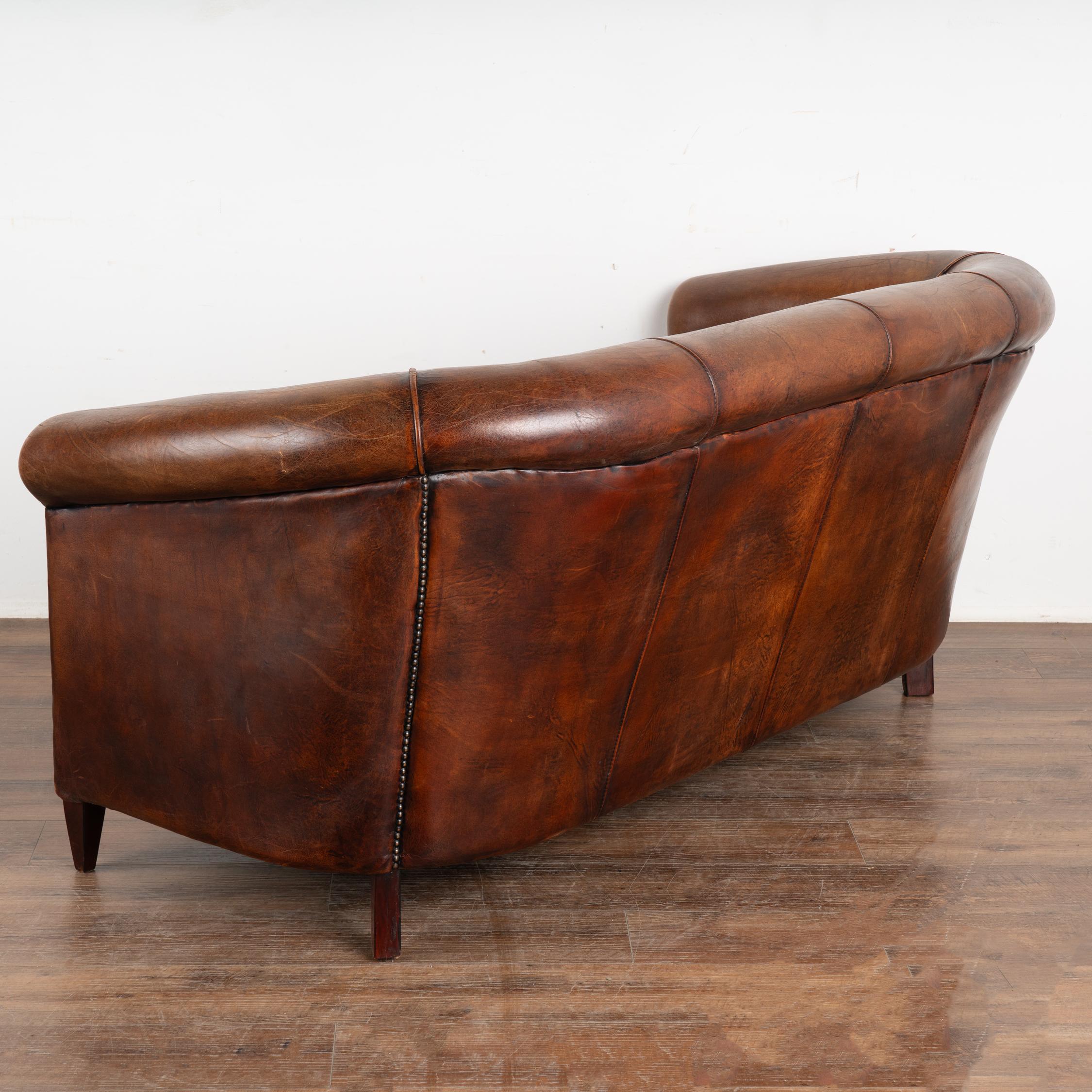 Vintage Brown Leather 2-Seat Sofa Loveseat from The Netherlands, circa 1960-70 5