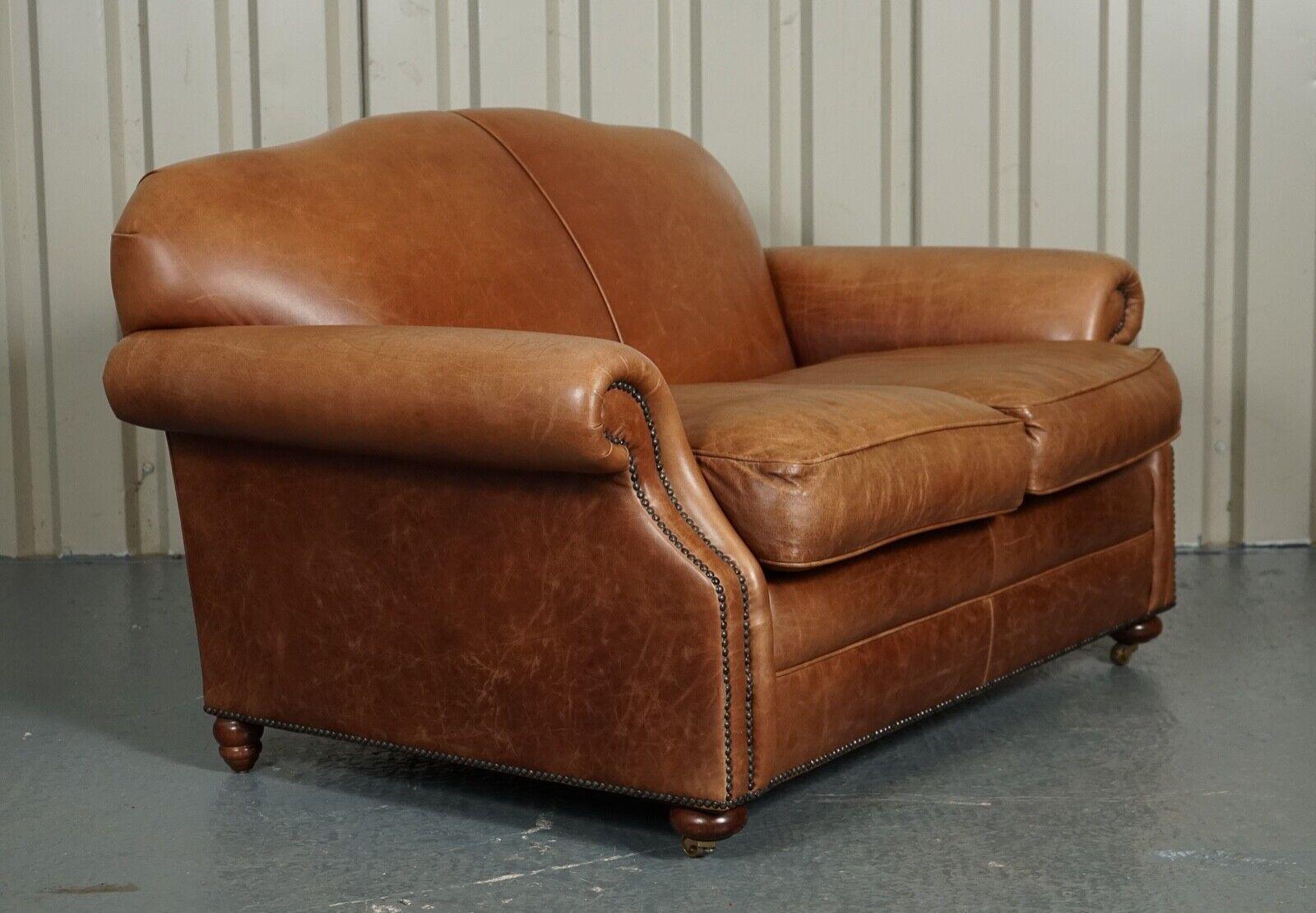 Vintage Brown Leather 2 to 3 Seater Sofa by Laura Ashley 6