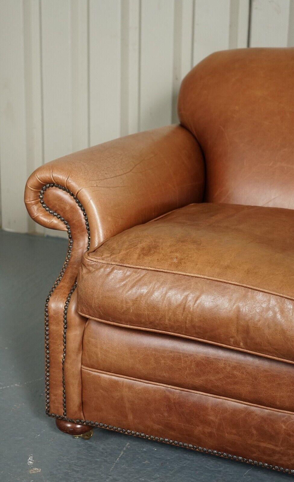 Vintage Brown Leather 2 to 3 Seater Sofa by Laura Ashley 3