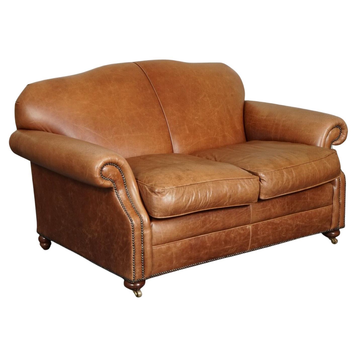 Canapé Seater 2 à 3 Seater en cuir marron vintage de Laura Ashley sur  1stDibs