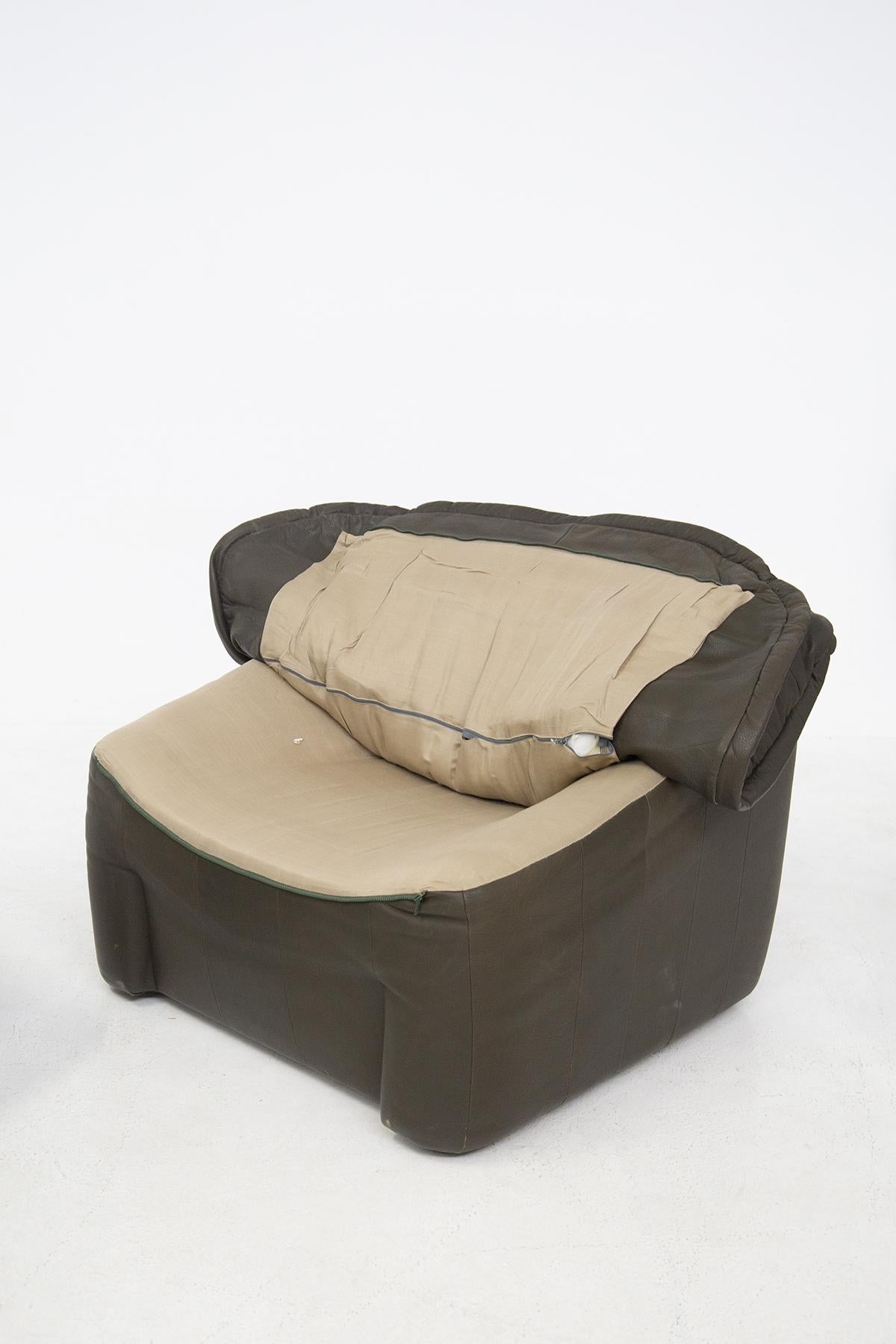 Vintage Brown Leather Armchairs by De pas, D'urbino, Lomazzi 3