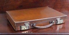 Vintage Brown Leather Attache or Briefcase. English C.1920