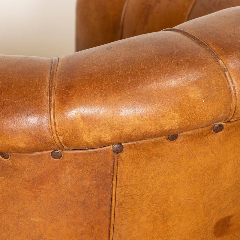 Vintage Brown Leather Barrel Chair Club Chair from Denmark 6