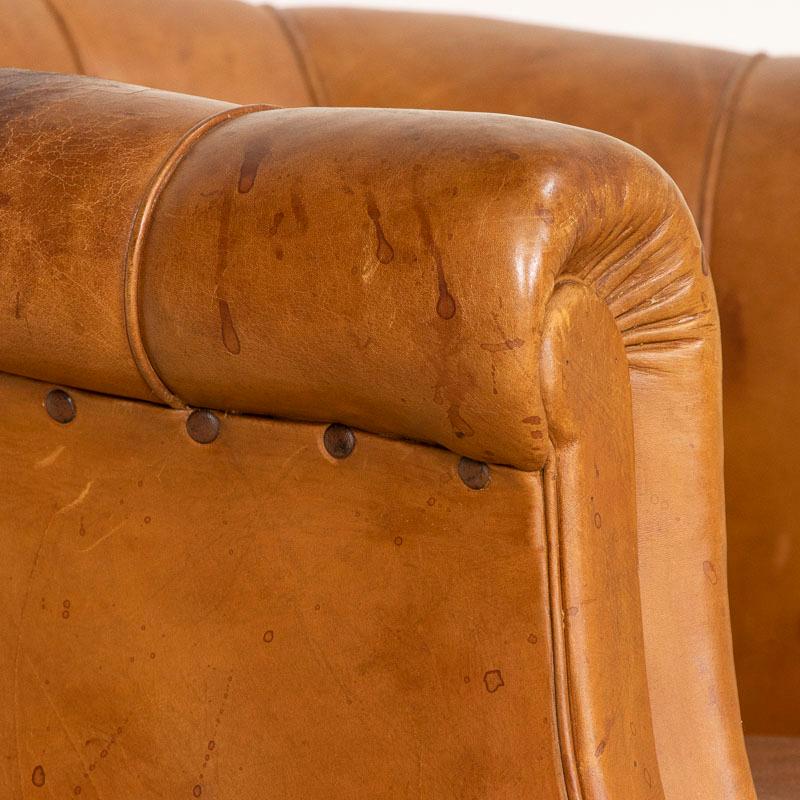 Vintage Brown Leather Barrel Chair Club Chair from Denmark 4