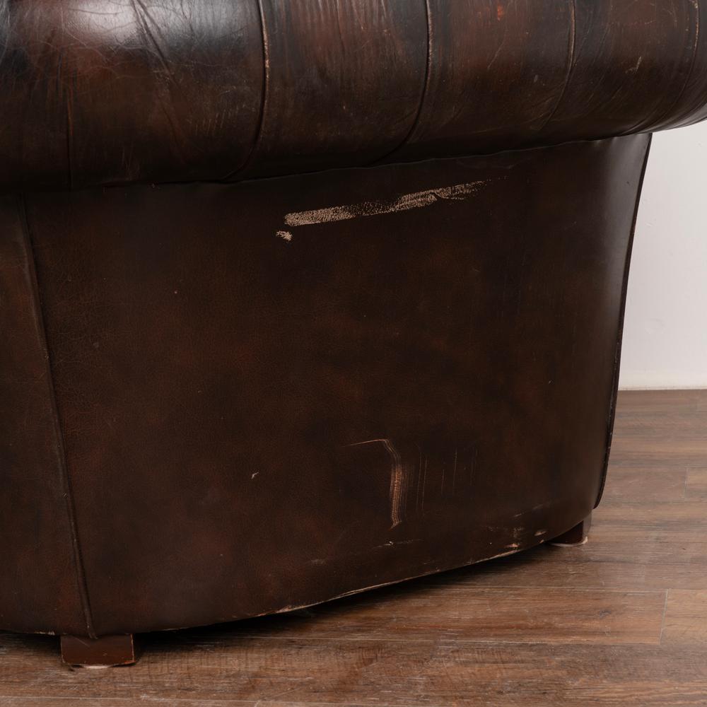 Vintage Brown Leather Chesterfield Club Chair, England circa 1950-60 6