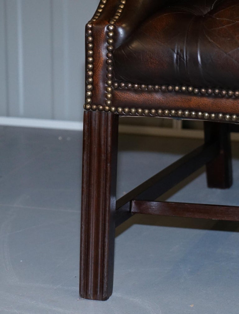 Vintage Brown Leather Chesterfield Fully Tufted Wingback Two Seat Sofa ...