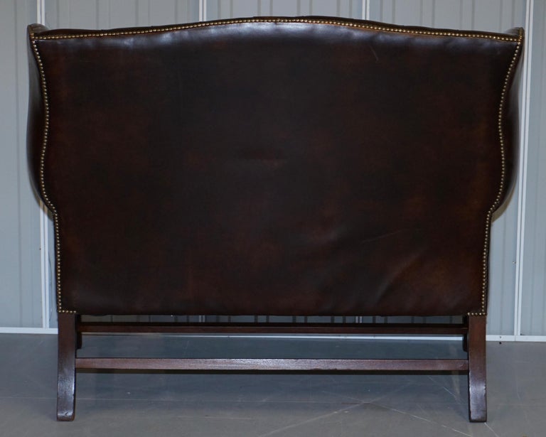 Vintage Brown Leather Chesterfield Fully Tufted Wingback Two Seat Sofa ...