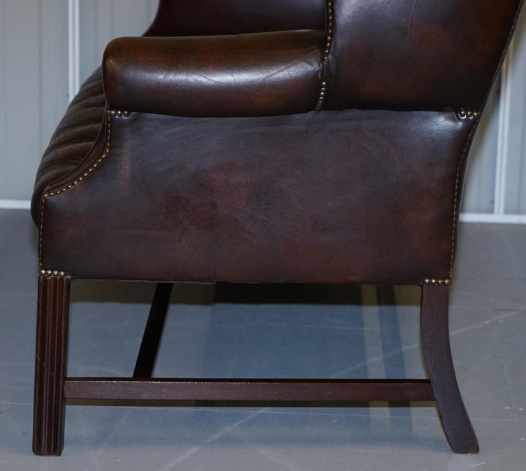 Vintage Brown Leather Chesterfield Fully Tufted Wingback Two Seat Sofa ...