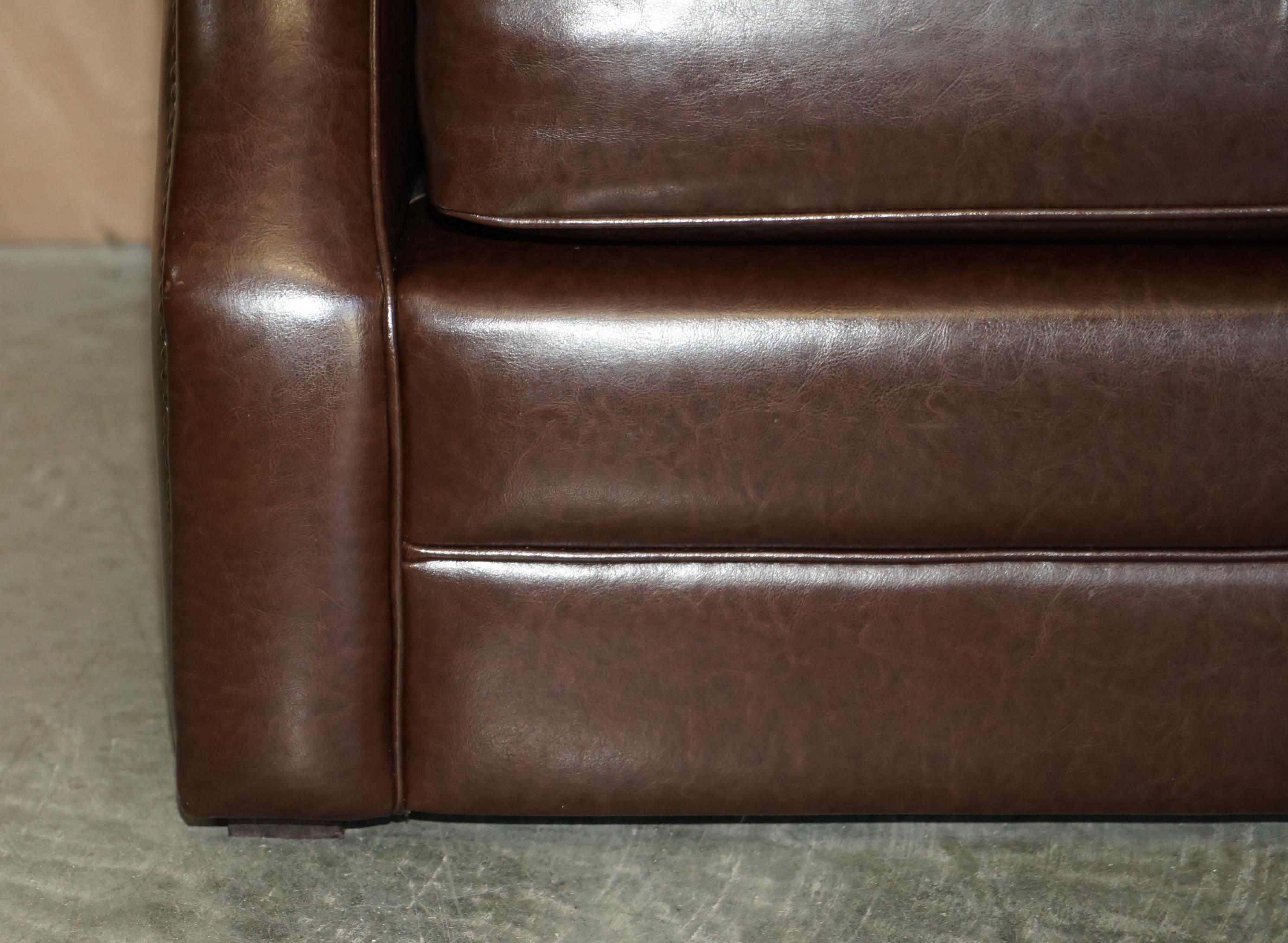 Vintage Brown Leather Chesterfield Pair of Armchairs & Two Seat Sofa Suite 3
