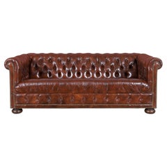 Vintage Brown Leather Chesterfield Sofa, 1960s