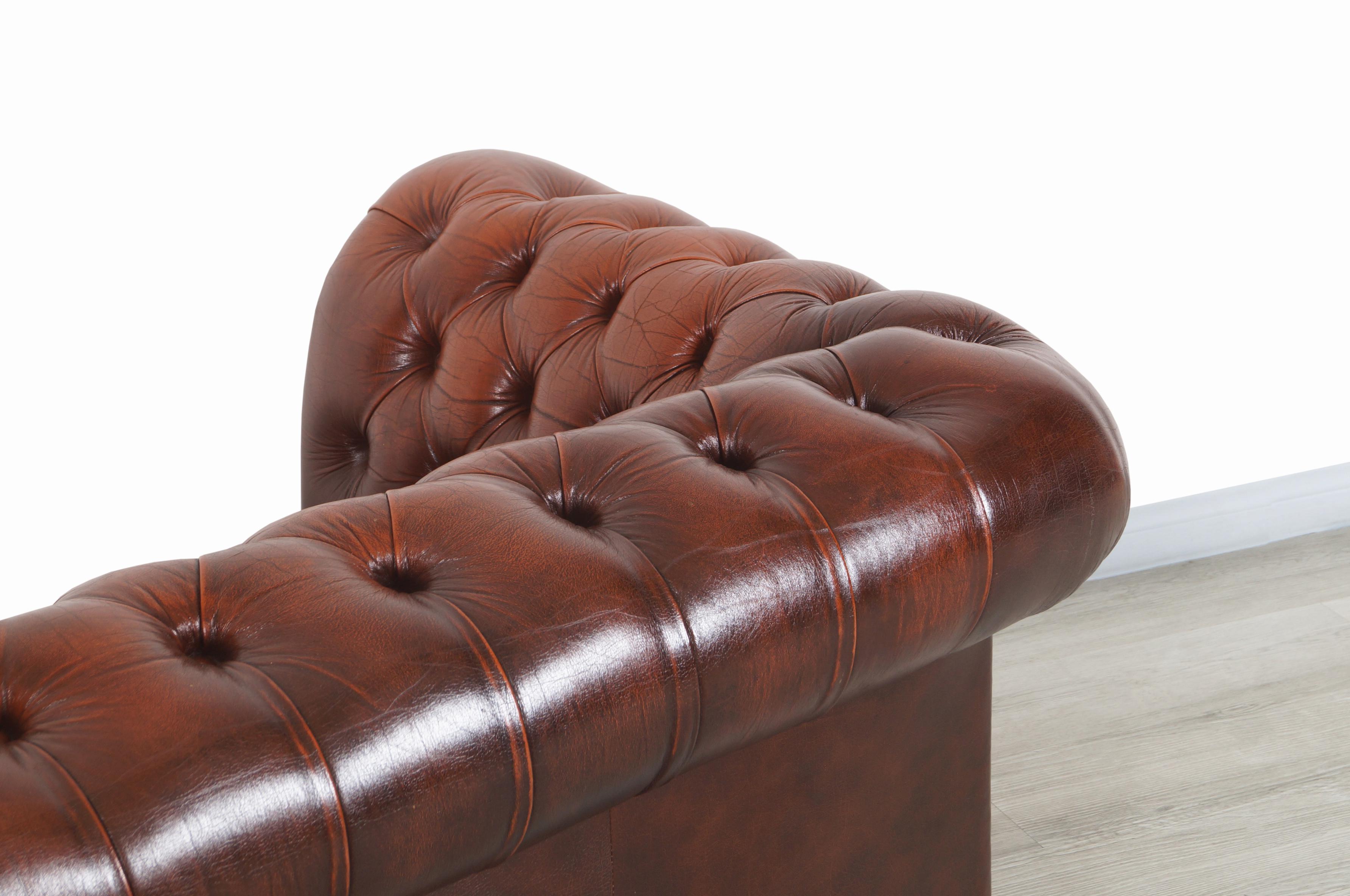 Vintage Brown Leather Chesterfield Sofa 5