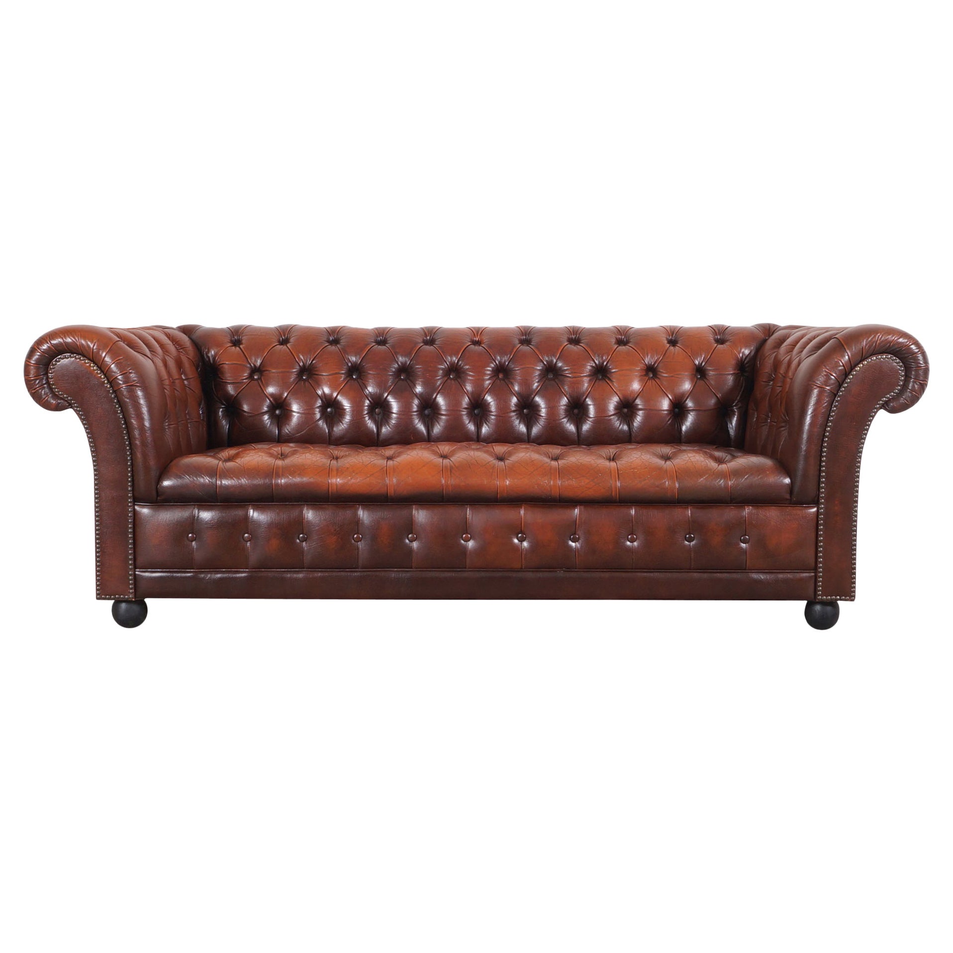 Vintage Brown Leather Chesterfield Sofa