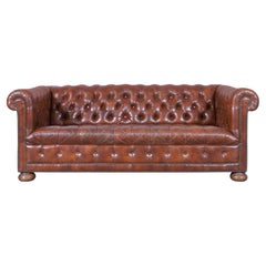 Vintage Chesterfield Sofa aus braunem Leder