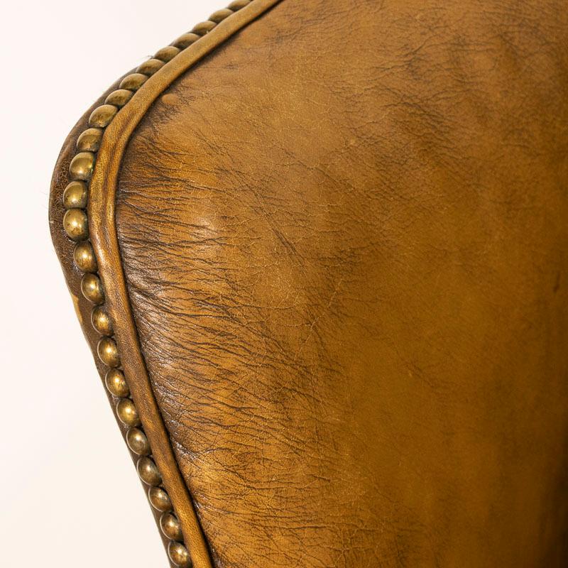 Vintage Brown Leather Chesterfield Wingback Chair from England 5