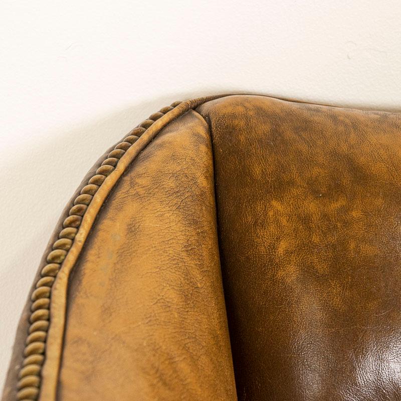 Vintage Brown Leather Chesterfield Wingback Chair from England 6