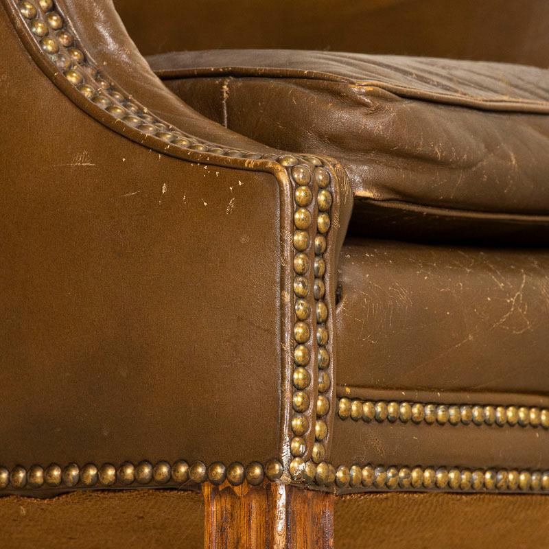Vintage Brown Leather Chesterfield Wingback Chair from England 2