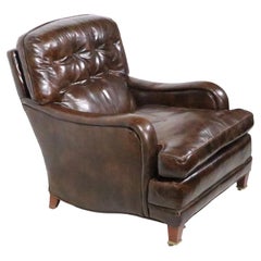 Vintage Brown Leather Club Chair and Ottoman 
