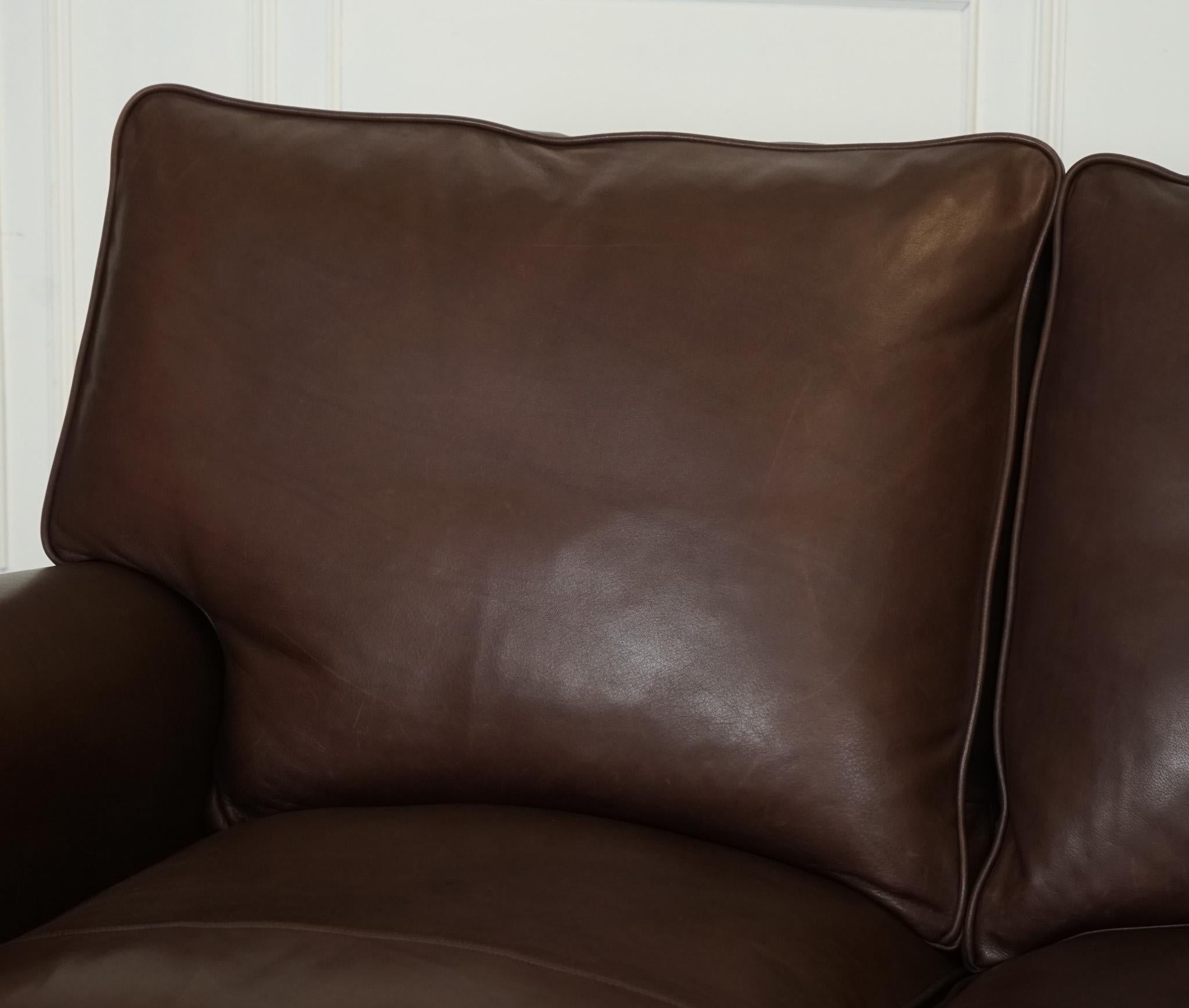 Hand-Crafted VINTAGE BROWN LEATHER COLLINS & HAYES TWO TO TRHEE SEATER SOFA FEATHER FiLLED