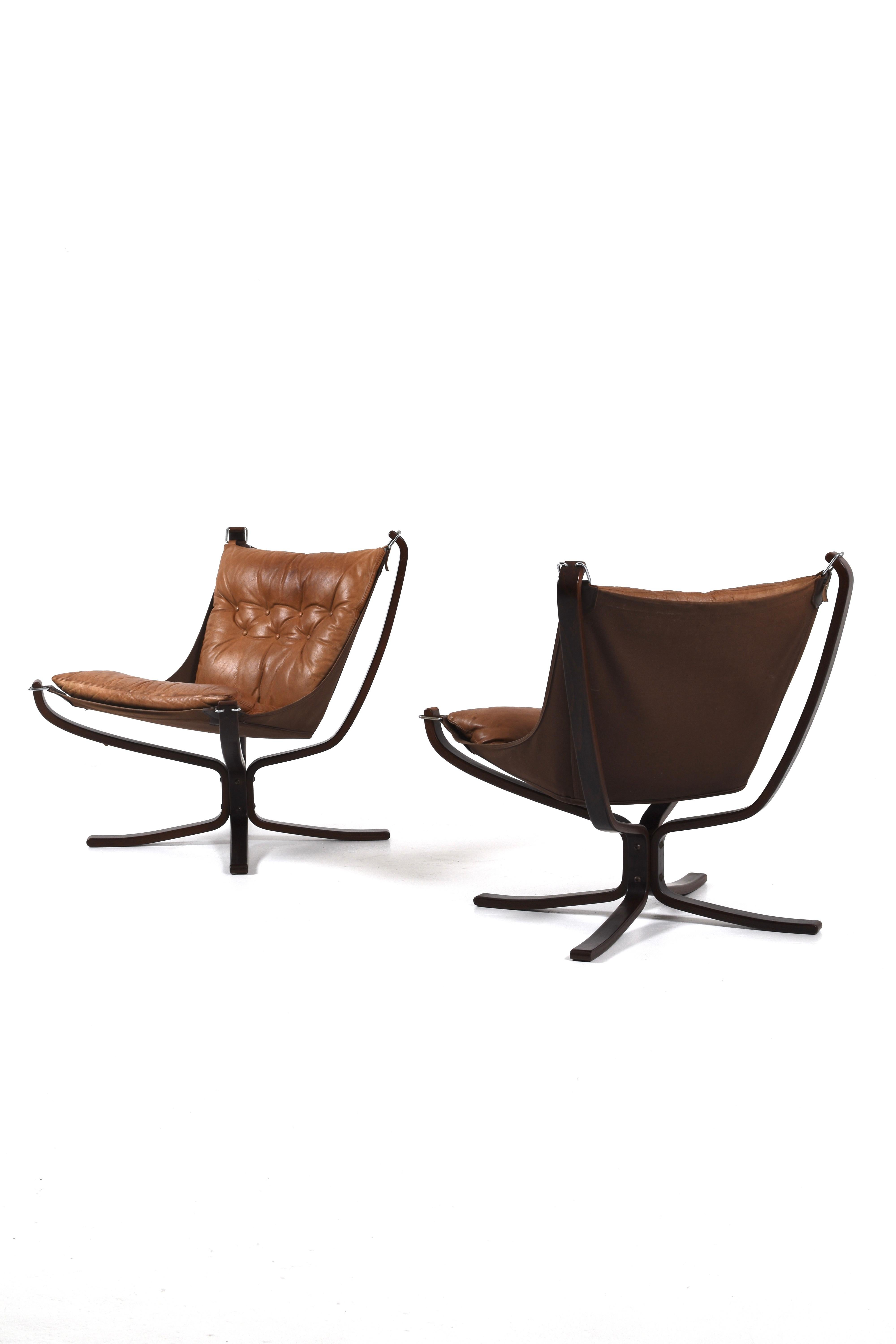 Vintage Brown Leather Falcon Lounge Chair by Sigurd Ressell, Norway, 70s For Sale 4