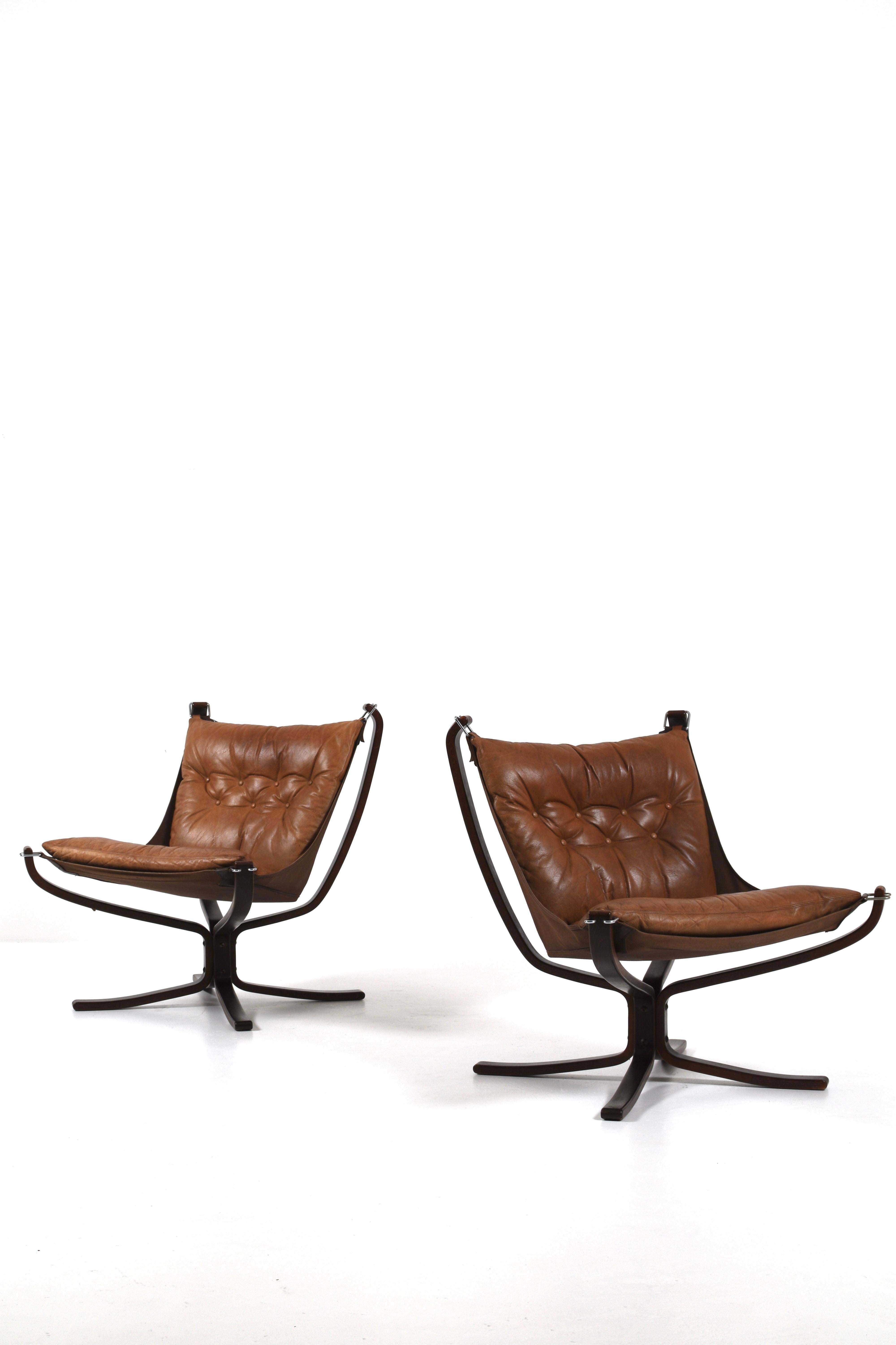 Vintage Brown Leather Falcon Lounge Chair by Sigurd Ressell, Norway, 70s For Sale 5
