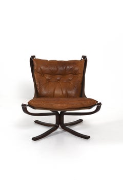 Vintage Brown Leather Falcon Lounge Chair by Sigurd Ressell, Norway, 70s