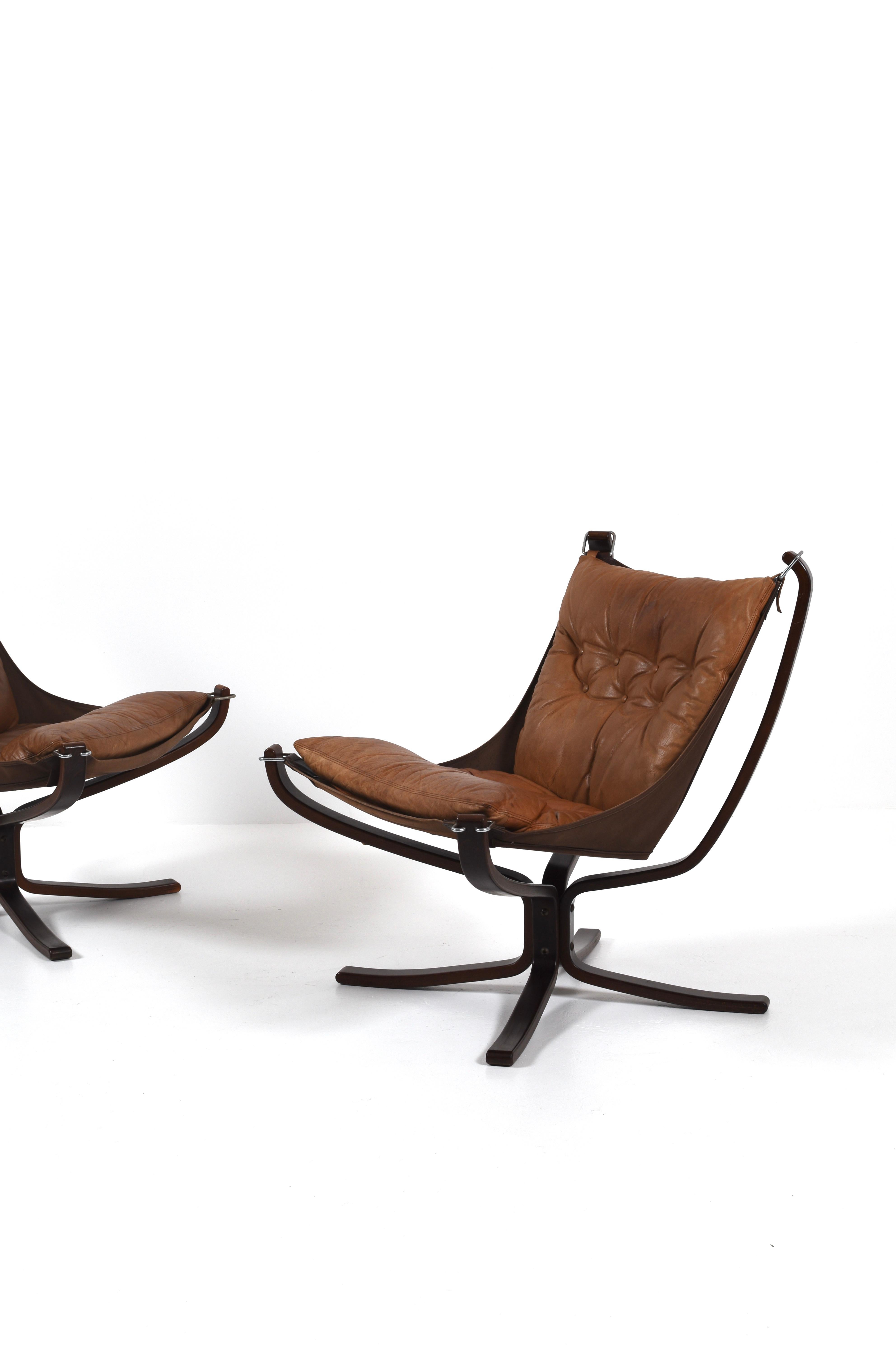 Vintage Brown Leather Falcon Lounge Chair by Sigurd Ressell, Norway, 70s For Sale 3