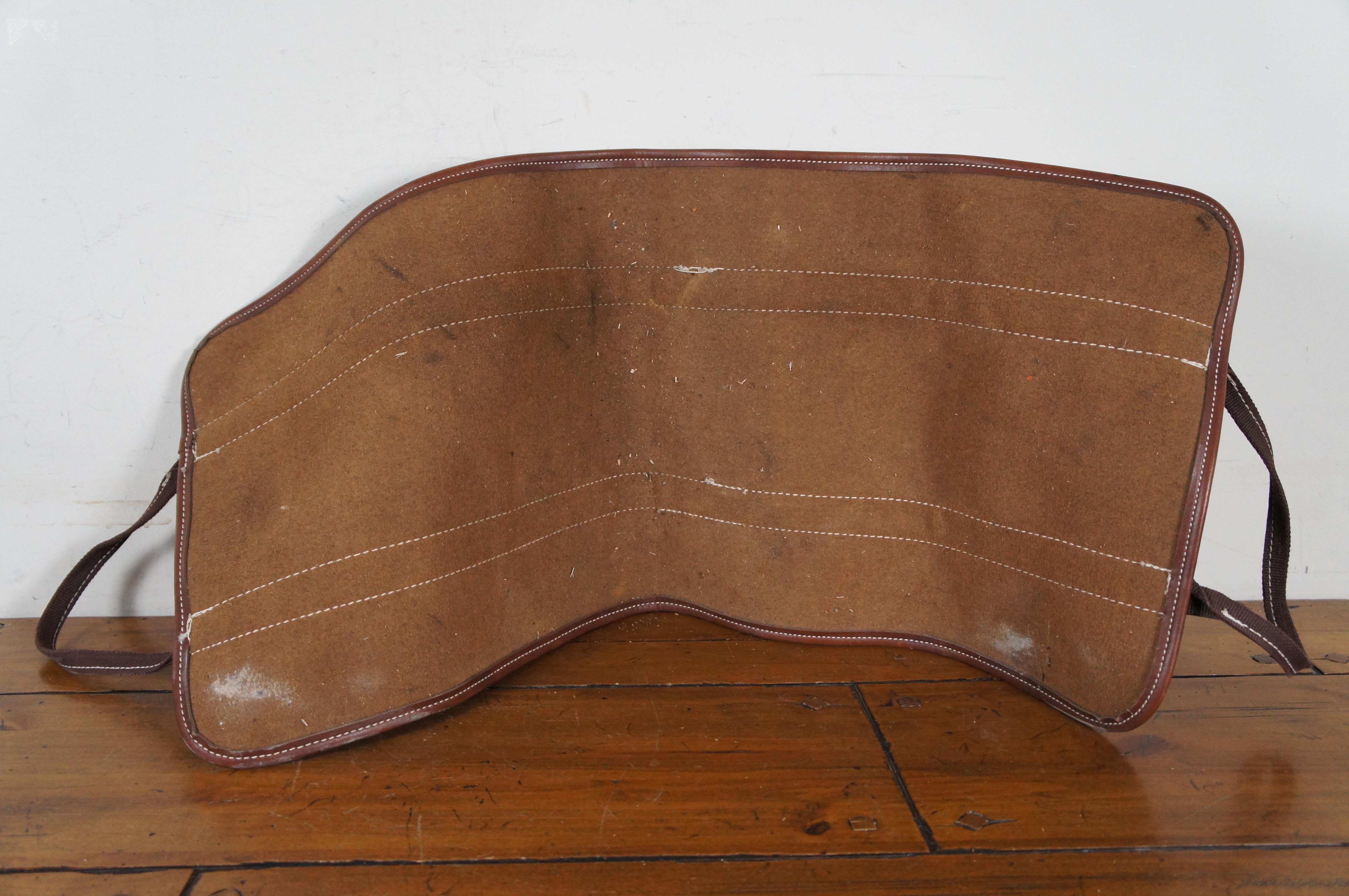 Vintage Brown Leather Farmhouse Fireplace Log Bag Holder Carrier Case 34