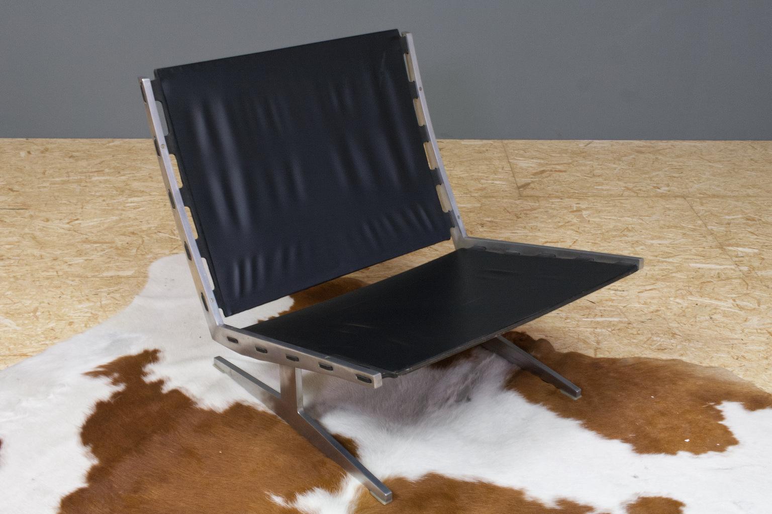 Vintage Brown Leather Lounge Chair Caravalle by Paul Leidersdorff, Denmark, 1965 For Sale 2