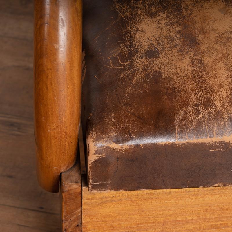 Vintage Brown Leather Loveseat and Pair of Arm Chairs, Set of 3 from Denmark 6