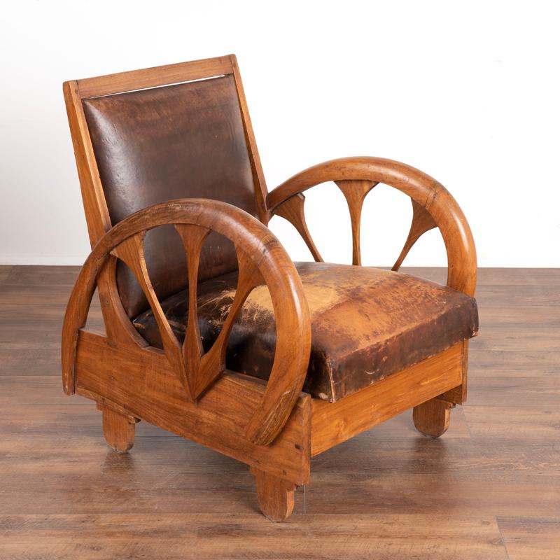 Vintage Brown Leather Loveseat and Pair of Arm Chairs, Set of 3 from Denmark 1