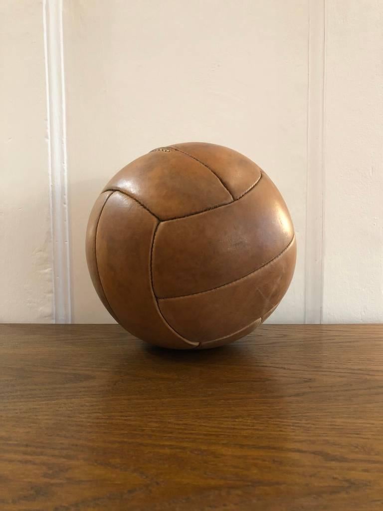 20th Century Vintage Brown Leather Medicine Ball, 1940s