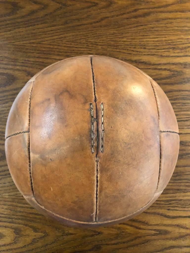 Vintage Brown Leather Medicine Ball, 1940s 1