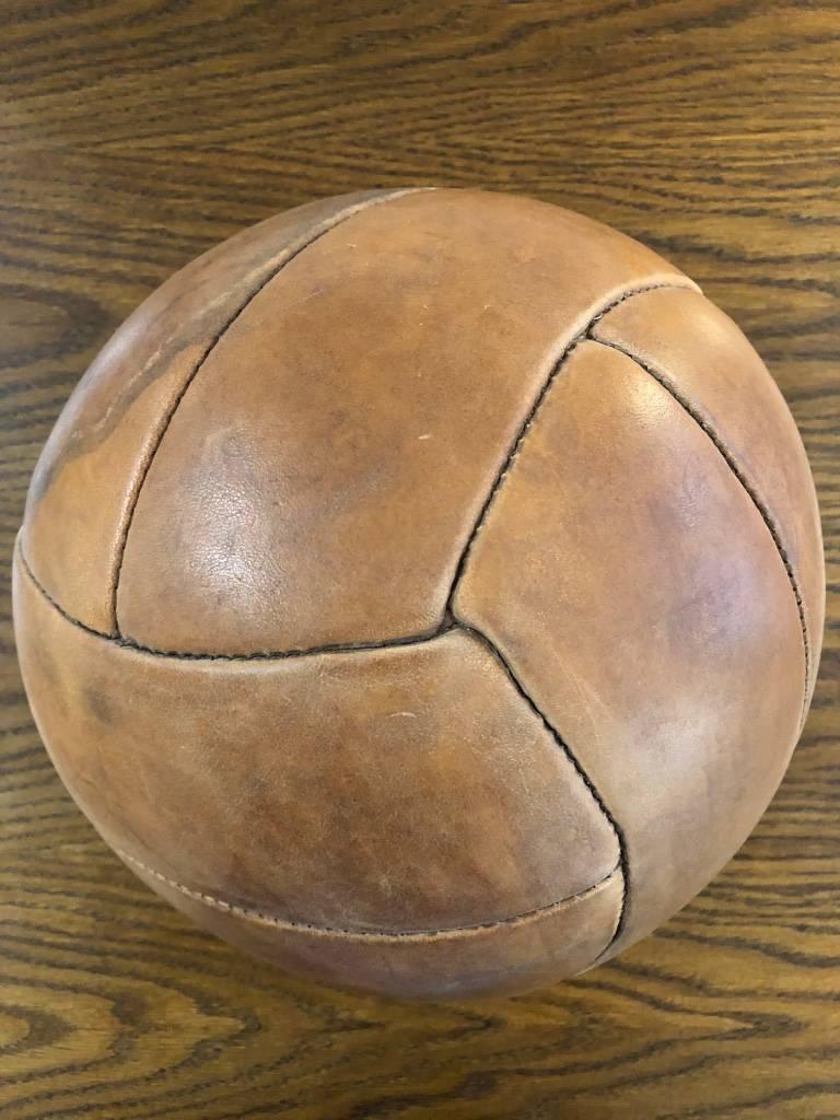 Vintage Brown Leather Medicine Ball, 1940s 2
