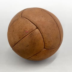Vintage Brown Leather Medicine Ball, 1930s