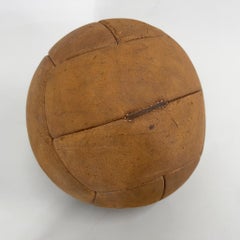 Vintage Brown Leather Medicine Ball, 1930s