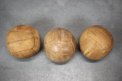 Vintage Brown Leather Medicine Ball, Czechoslovakia 1930s