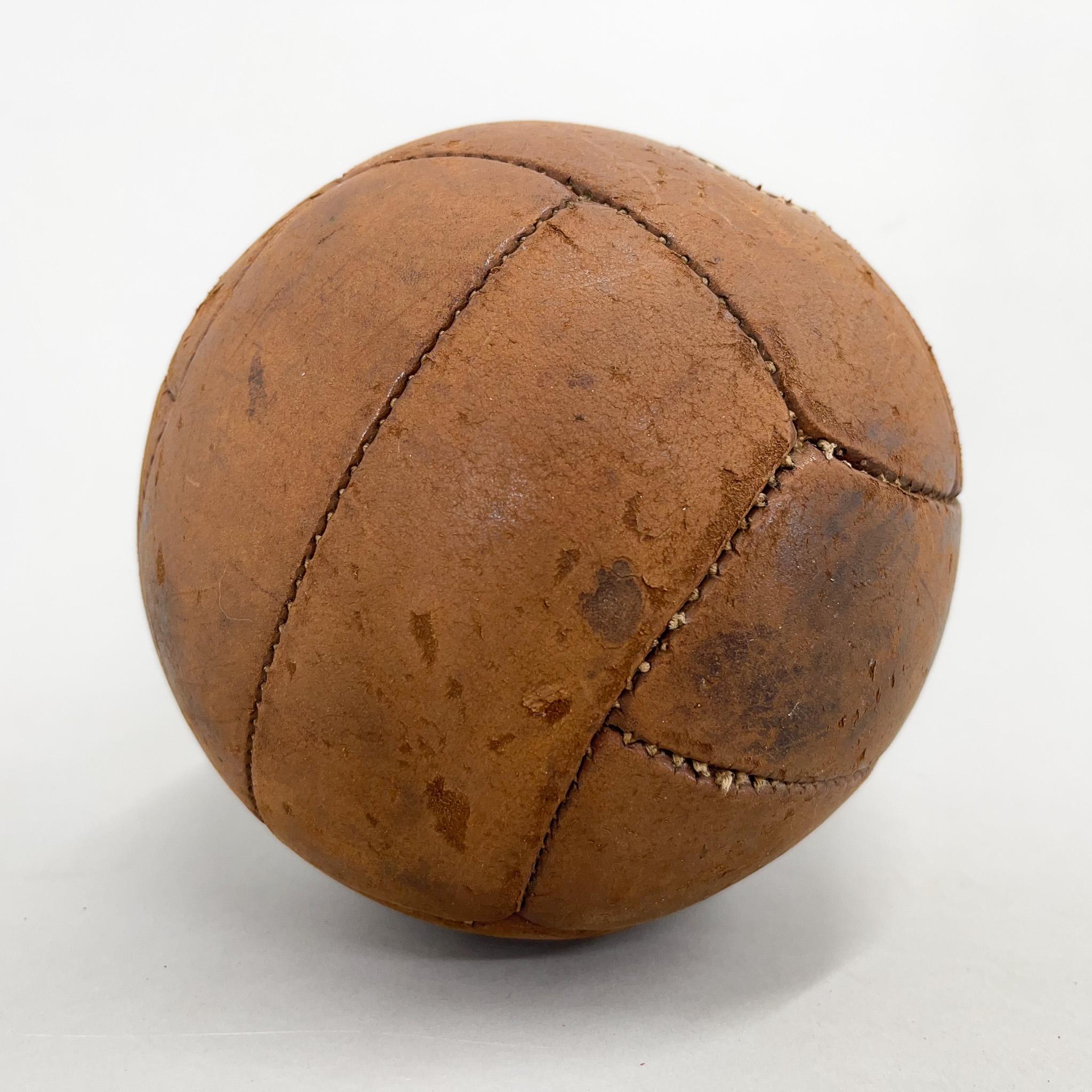 Czech Vintage Brown Leather Medicine Ball, 1930s  For Sale