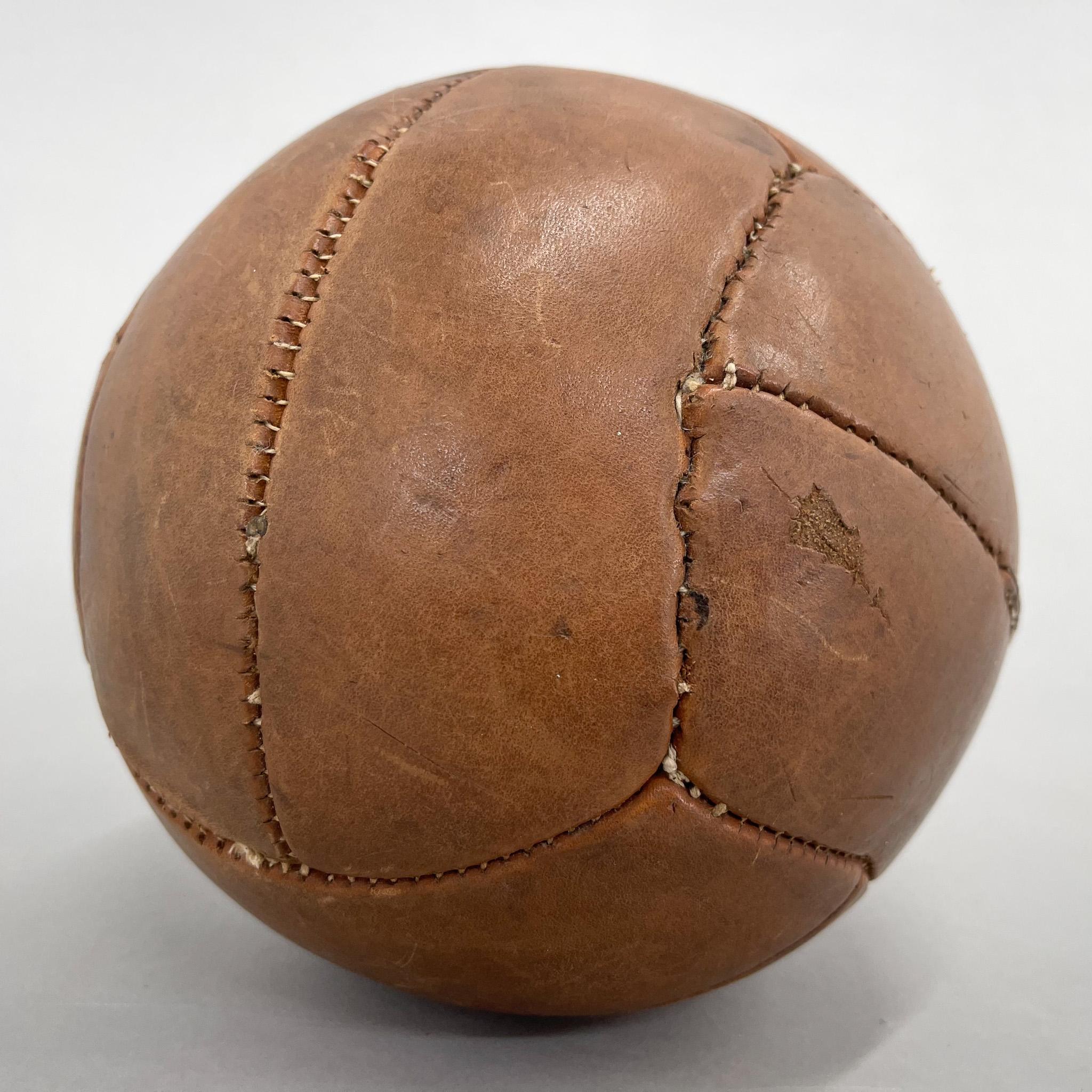 Czech Vintage Brown Leather Medicine Ball, 1930s  For Sale