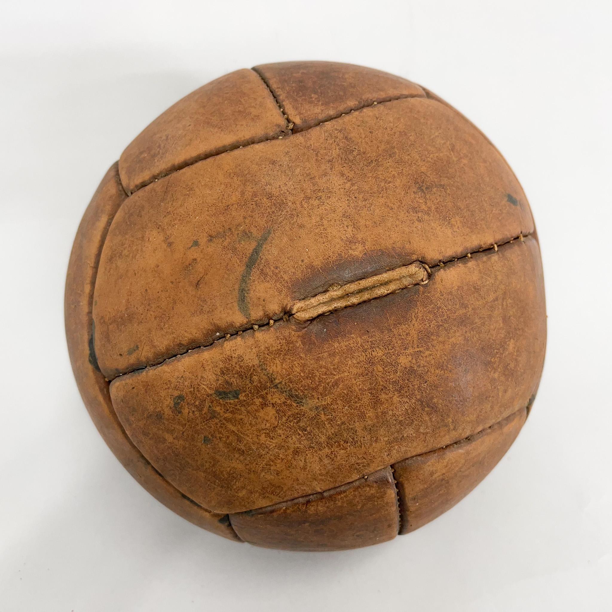 Czech Vintage Brown Leather Medicine Ball, 1930s For Sale